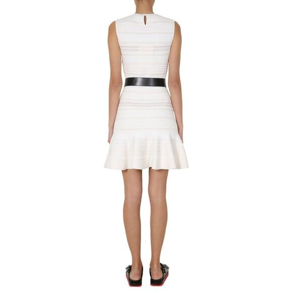 ALEXANDER MCQUEEN Textured Knit Fit and Flare Dress Women WHITE Dresses - Picture 4 of 4